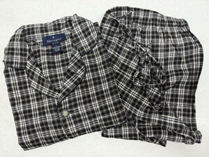 BARRINGTON Sears New Mens Large Plaid Cotton Flannel 2pc Pajamas Set NOS